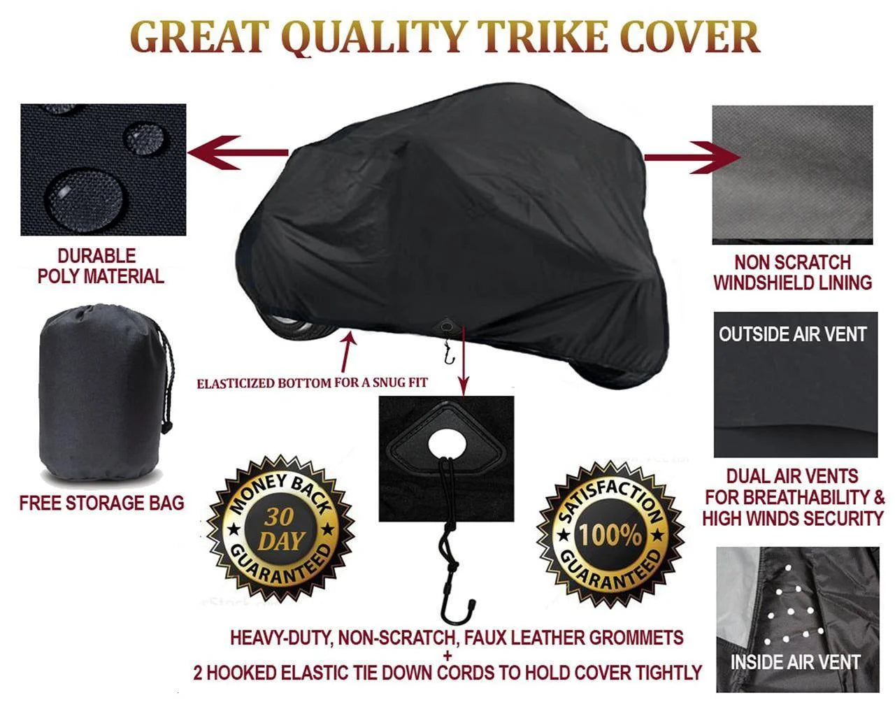 Trike Cover for Can-Am Roadster Spyder SE5 3-Wheeler U7540