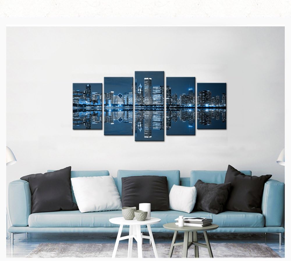 Large 5 Panels Framed Canvas Print Wall Art E549034
