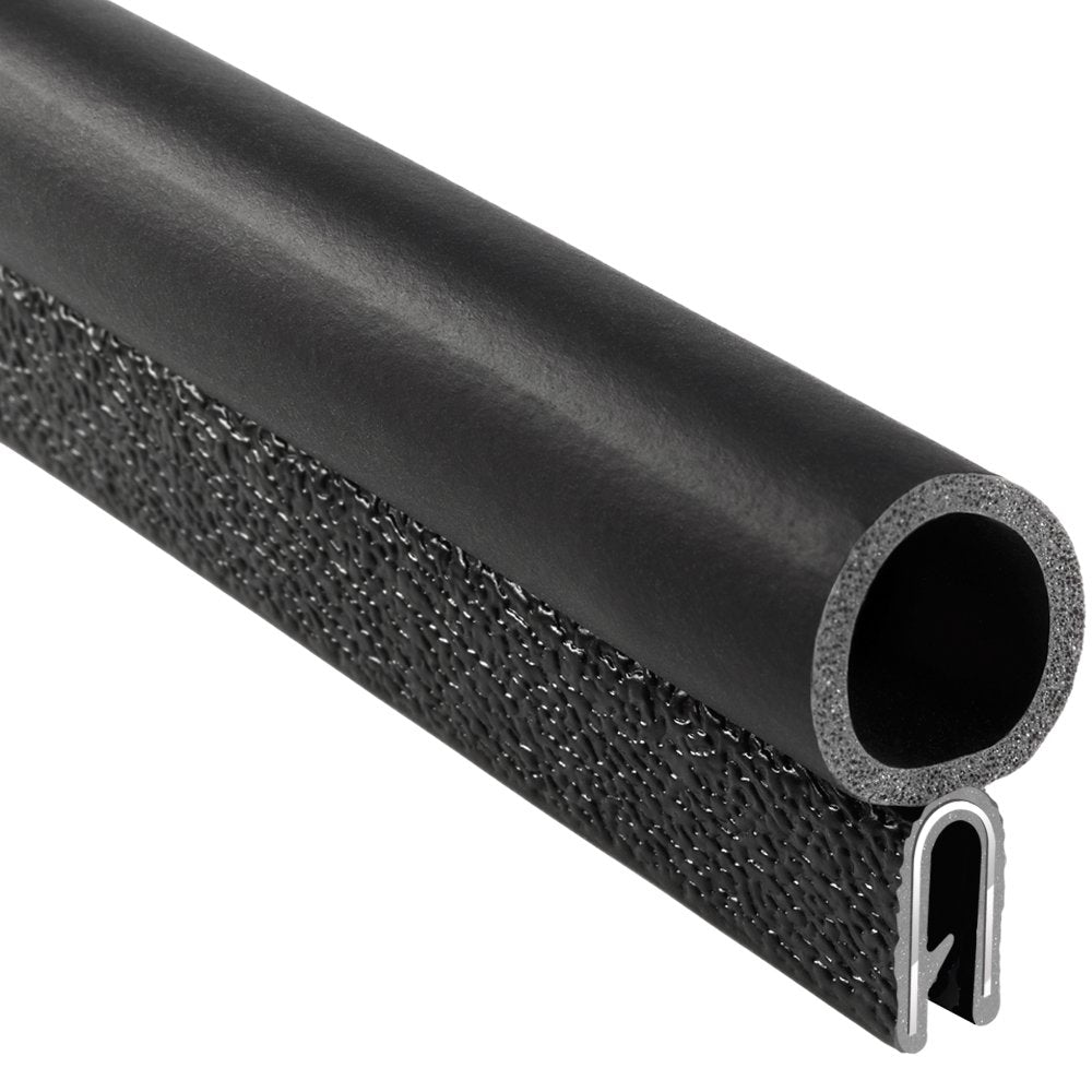 Trim Seal with Top Bulb, 25’ Length, PVC Plastic Trim with EPDM Rubber Seal, Pack of 2 X921877