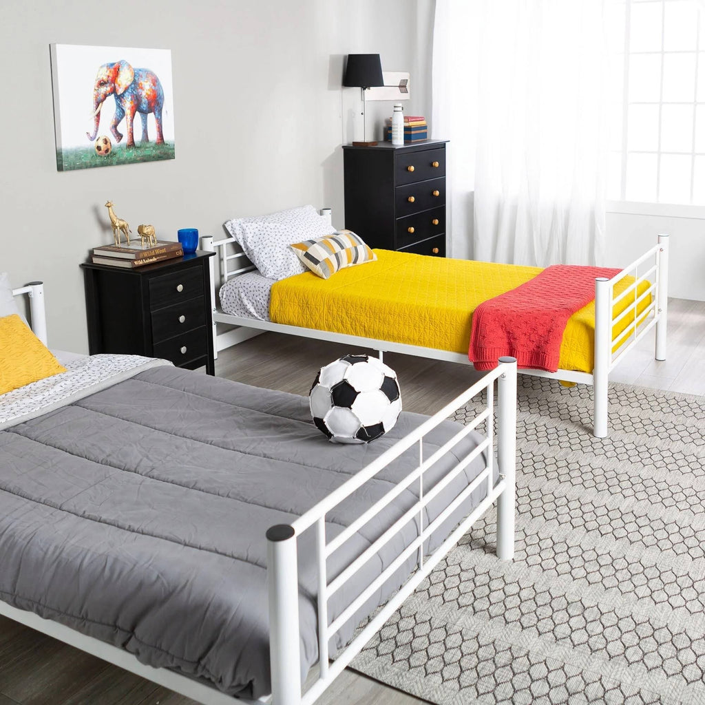White Metal Twin Bunk Bed W440