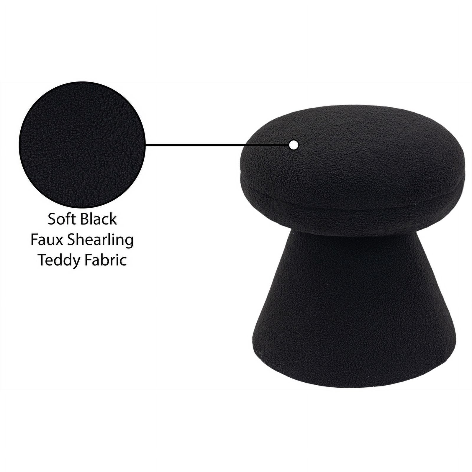 Black Faux Shearling Teddy Fabric Ottoman/Stool L392286