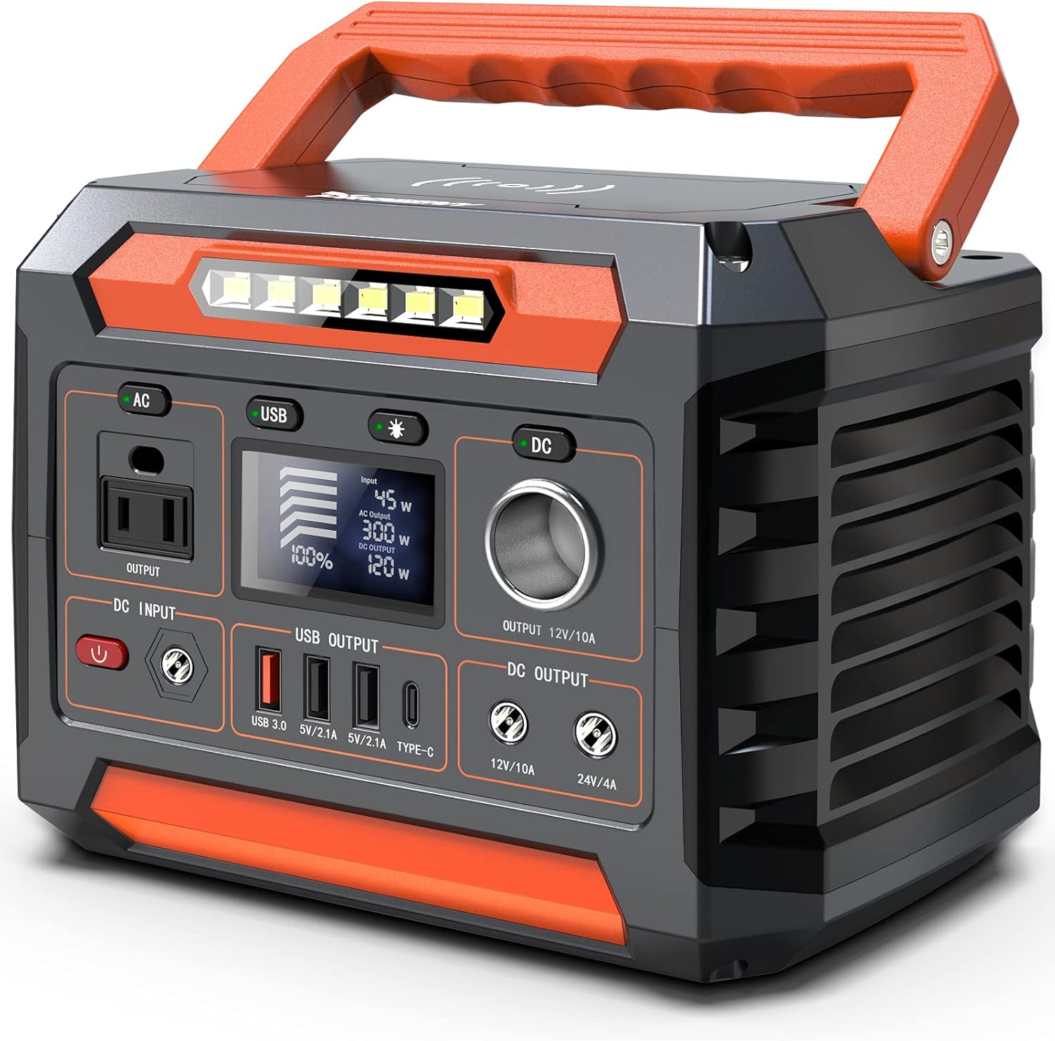 Portable Power Station 300W, 299Wh/80818mAh, Regulated DC Output, Pure Sine Wave, LED Light N9218