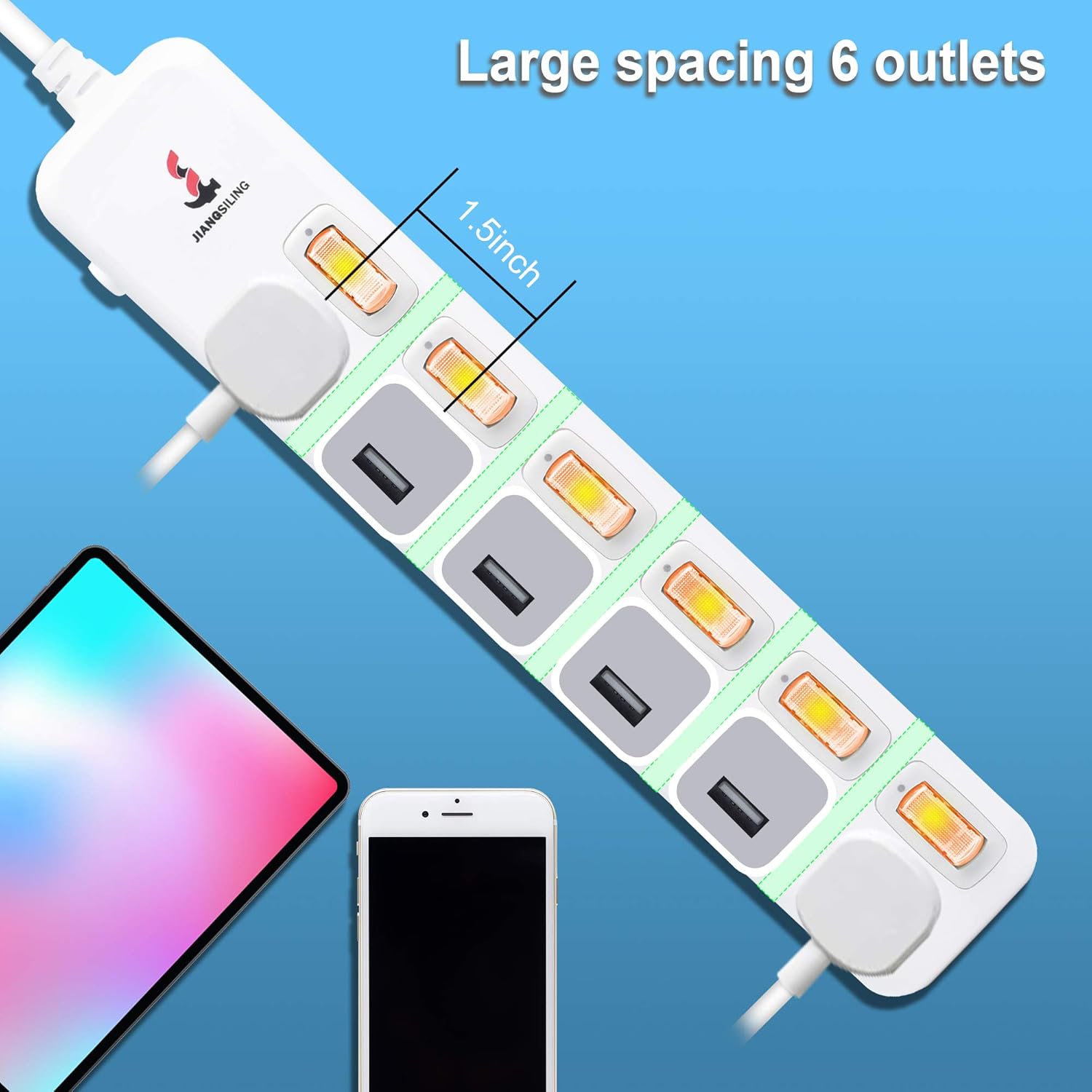 6 Outlets Surge Protector Power Strip X109943