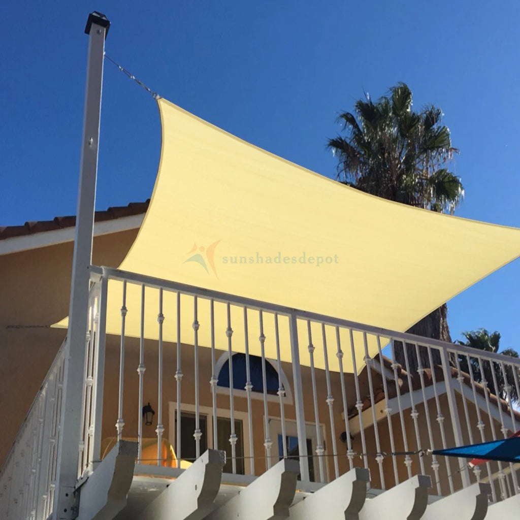 9' x 16' Waterproof Knitted Shade Sail Curved Edge Canary Yellow 180 GSM UV Block Canopy Replacement Awning D63618