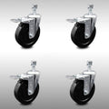 5 inch Soft Rubber Swivel Threaded Stem Caster Set N724