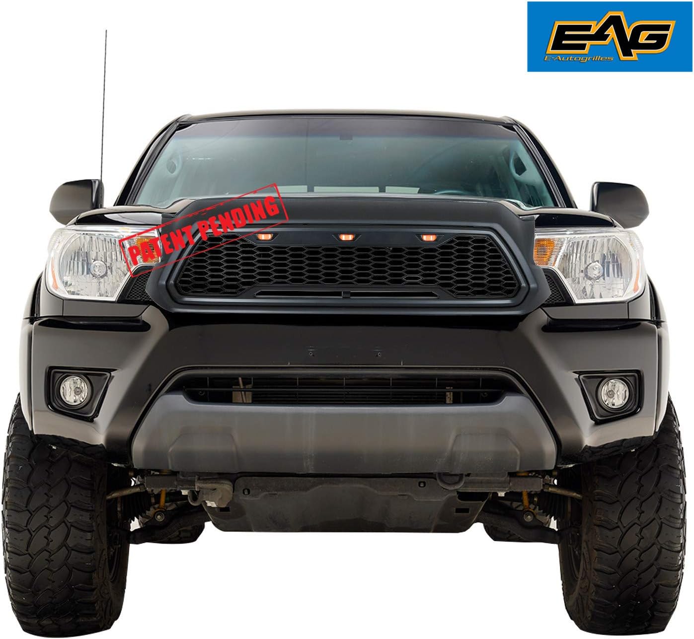 Matte Black ABS Grille Front Grill with Amber LED Lights S909