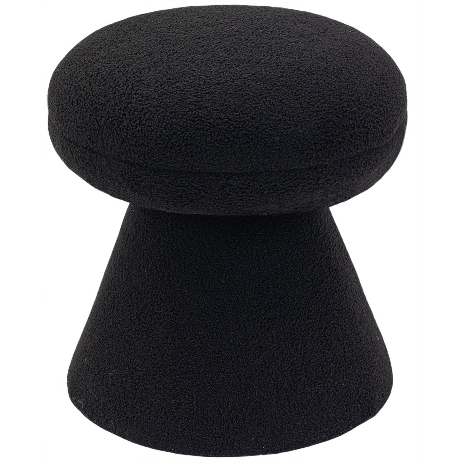 Black Faux Shearling Teddy Fabric Ottoman/Stool L392286