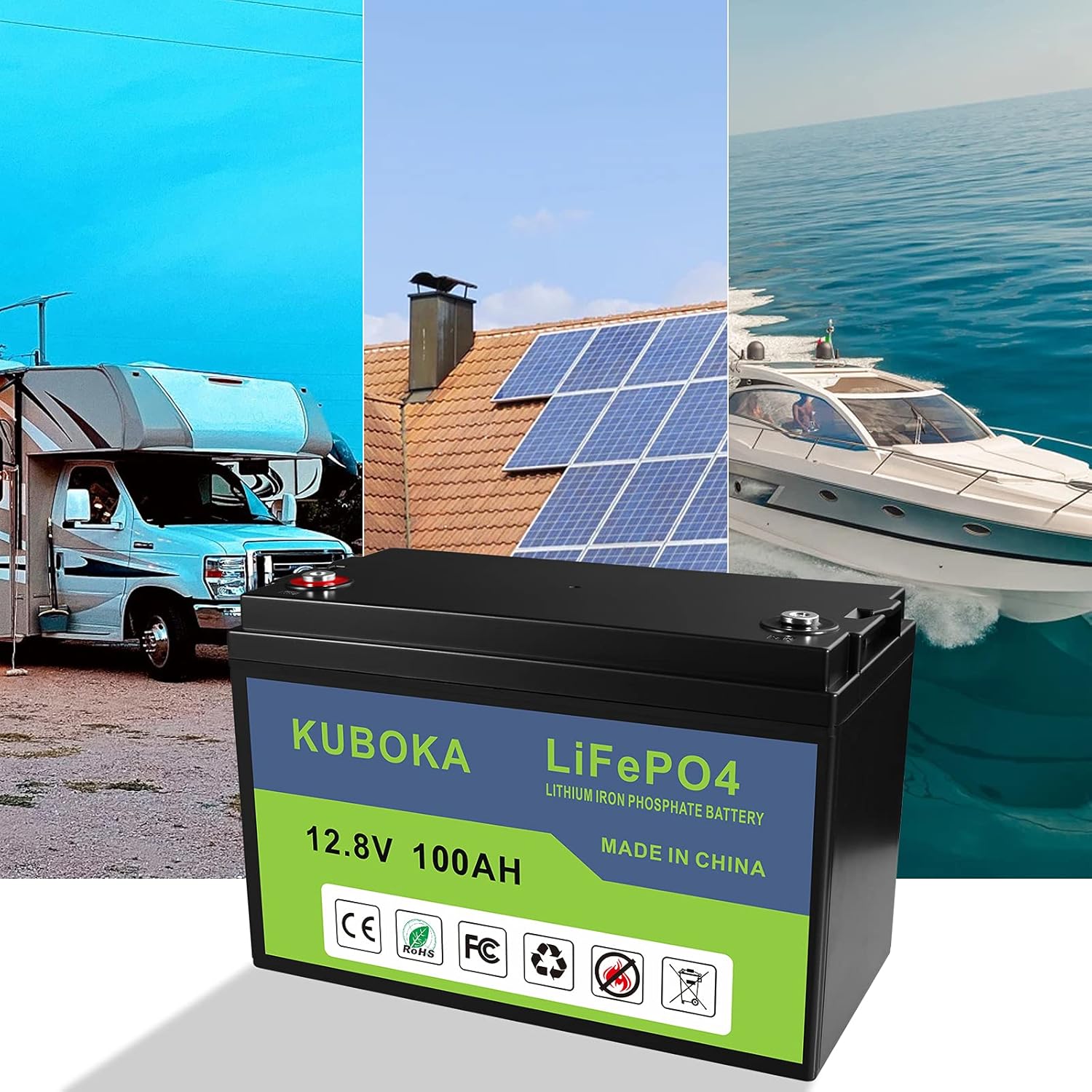 12V 100Ah Lithium LiFePO4 Rechargeable Battery with Built-in BMS D24755