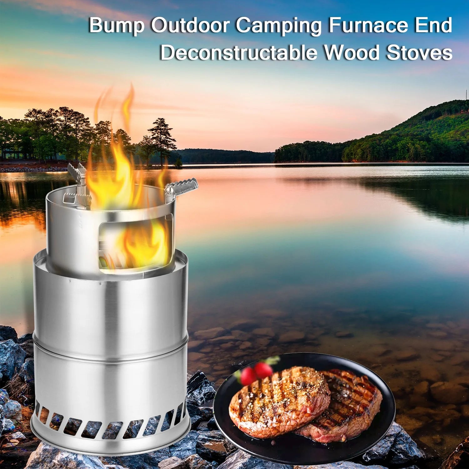 Windproof Stainless Steel Detachable Wood Stove W792