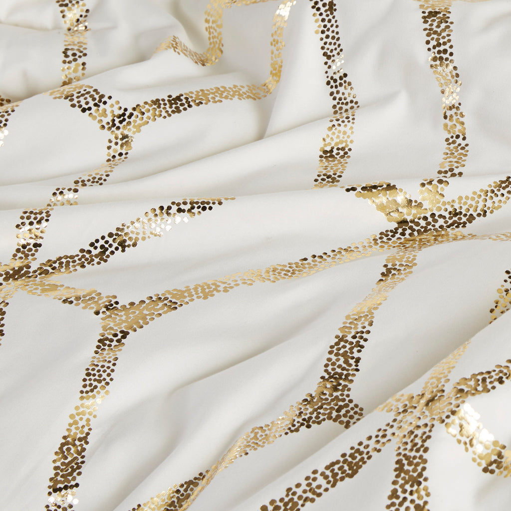 4-Piece Geometric Metallic Print Comforter Set Ivory/Gold Full/Queen D610578