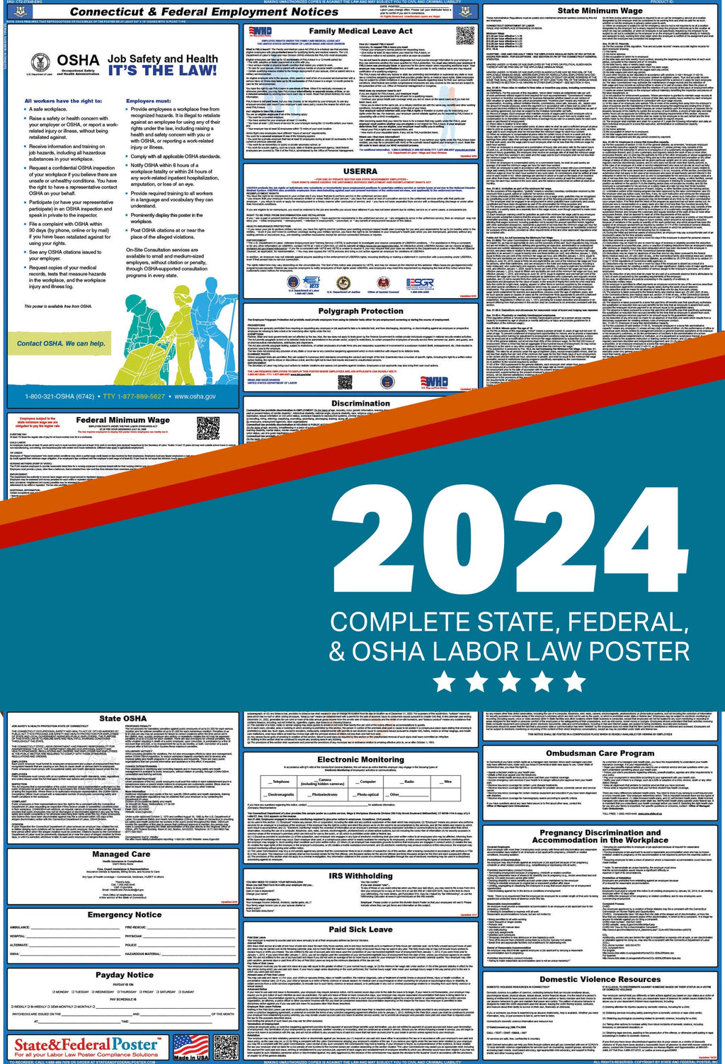 Connecticut State and Federal Labor Law Poster W247