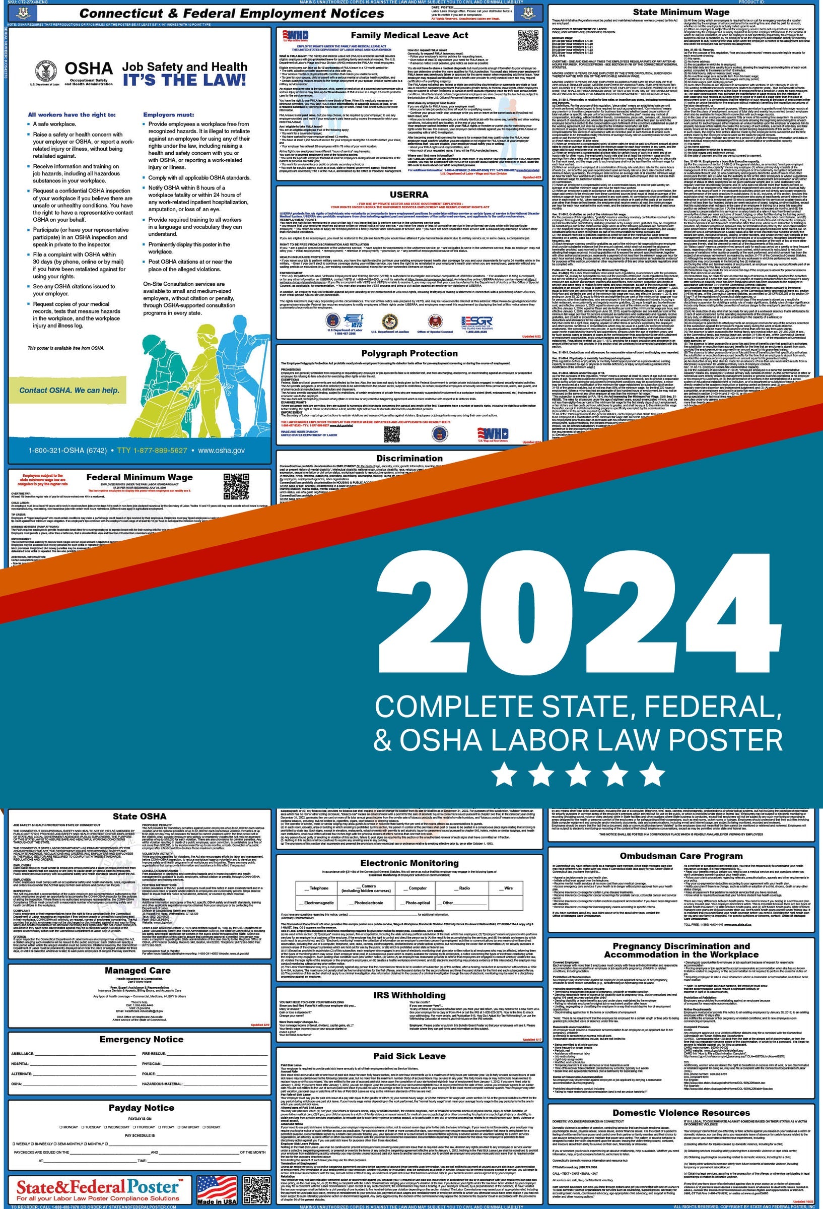 Connecticut State and Federal Labor Law Poster W247