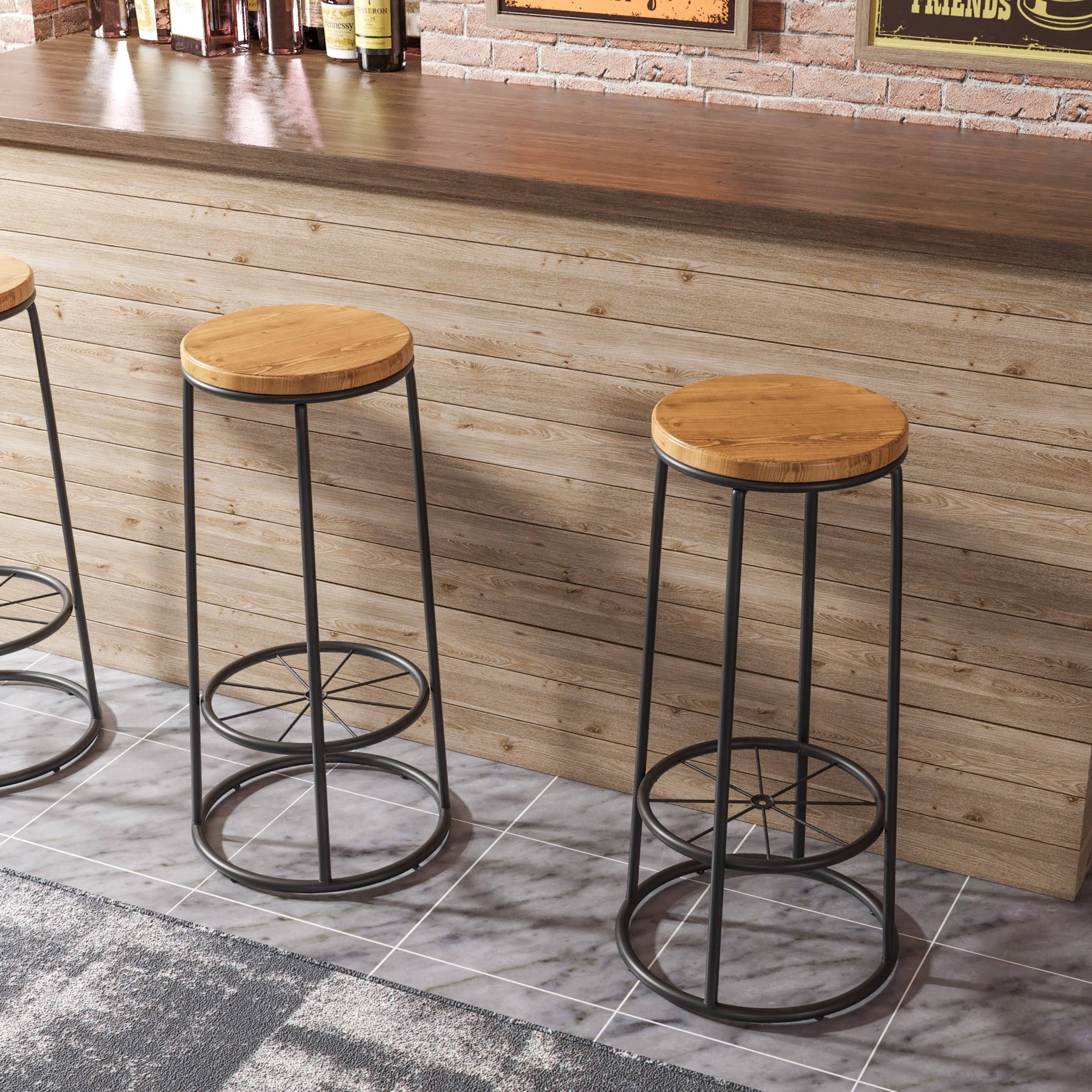 Rustic Metal Barstools Set of 2 V2167