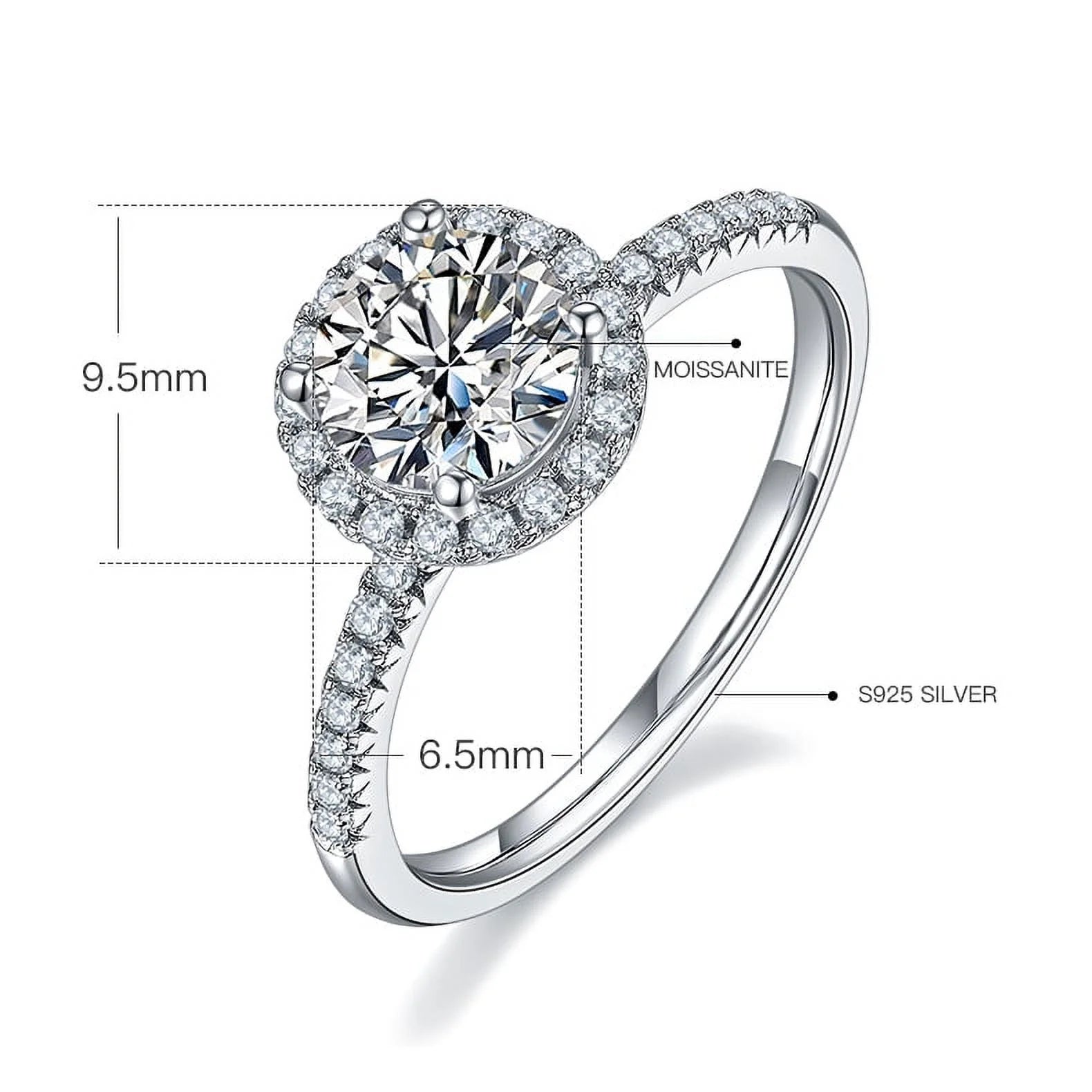 18K White Gold over Silver Moissanite Wedding Ring T81086