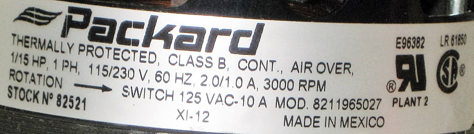 Draft Inducer Motor 1/15 HP 115/230 Volt 3000 RPM I9553