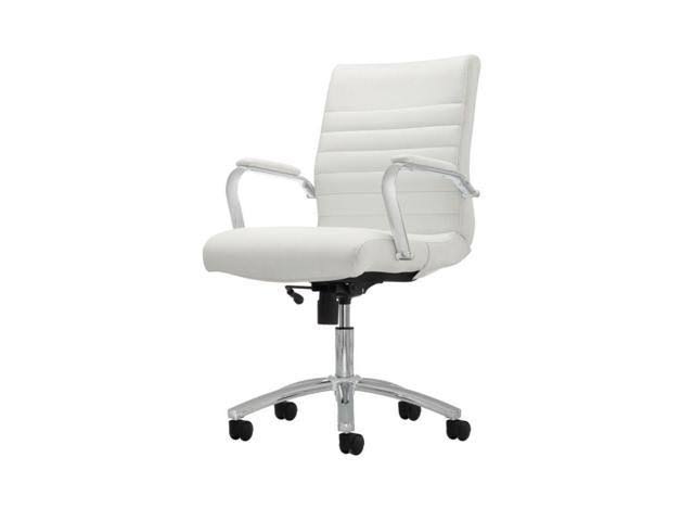 White Leather Mid-Back Chair Q5421