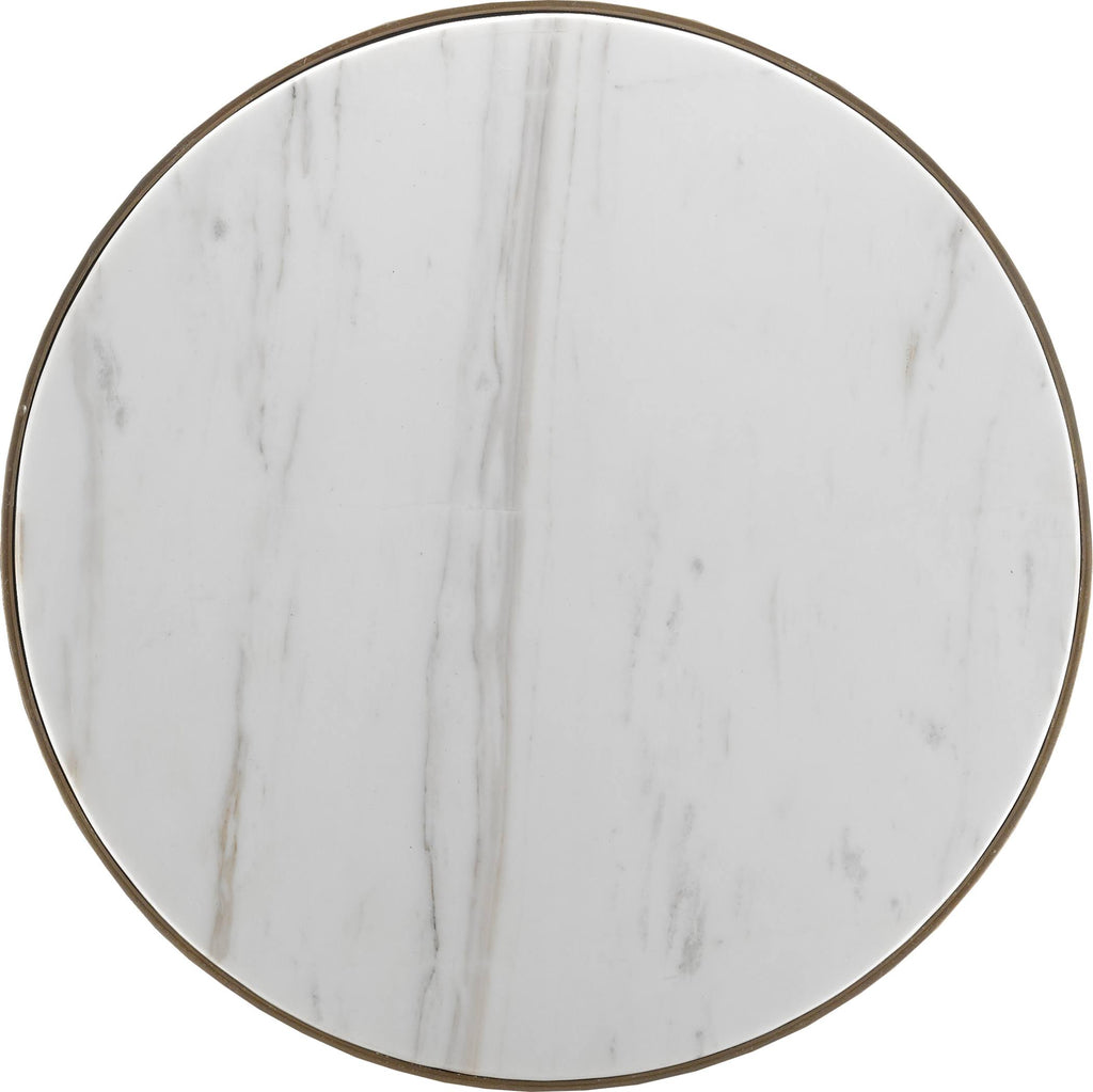 White Gesso Antique Brass Drinks Table I90006