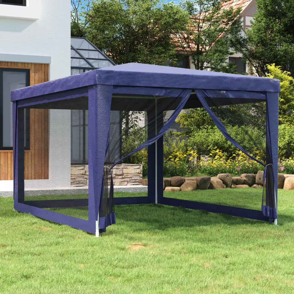 Party Tent with 4 Mesh Sidewalls Blue 9.8'x13.1' HDPE S895781