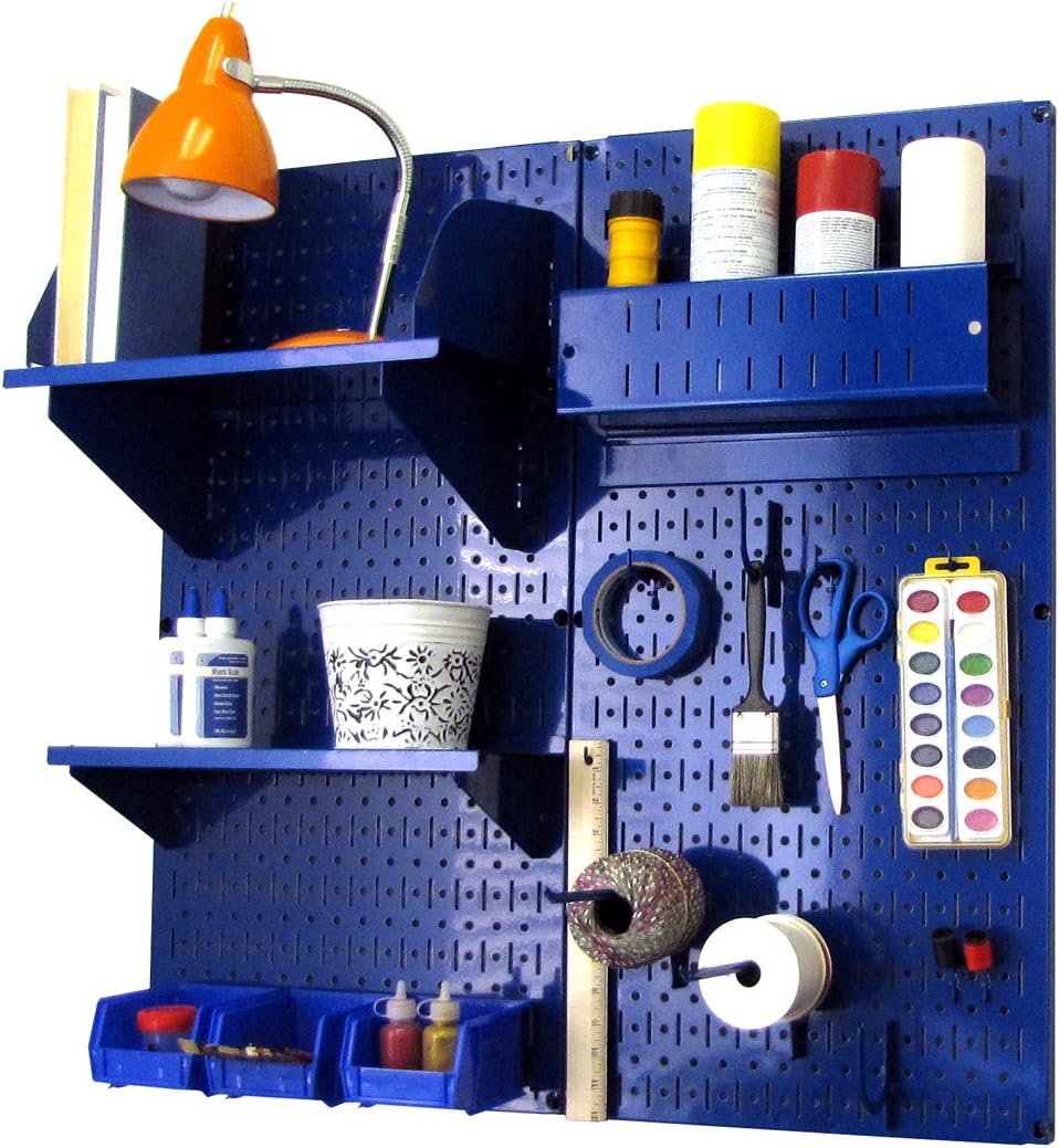 Black Pegboard Organizer Storage Kit with Blue Accessories S7719