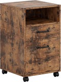 Vintage Brown Mobile Filing Cabinet with Storage S97965
