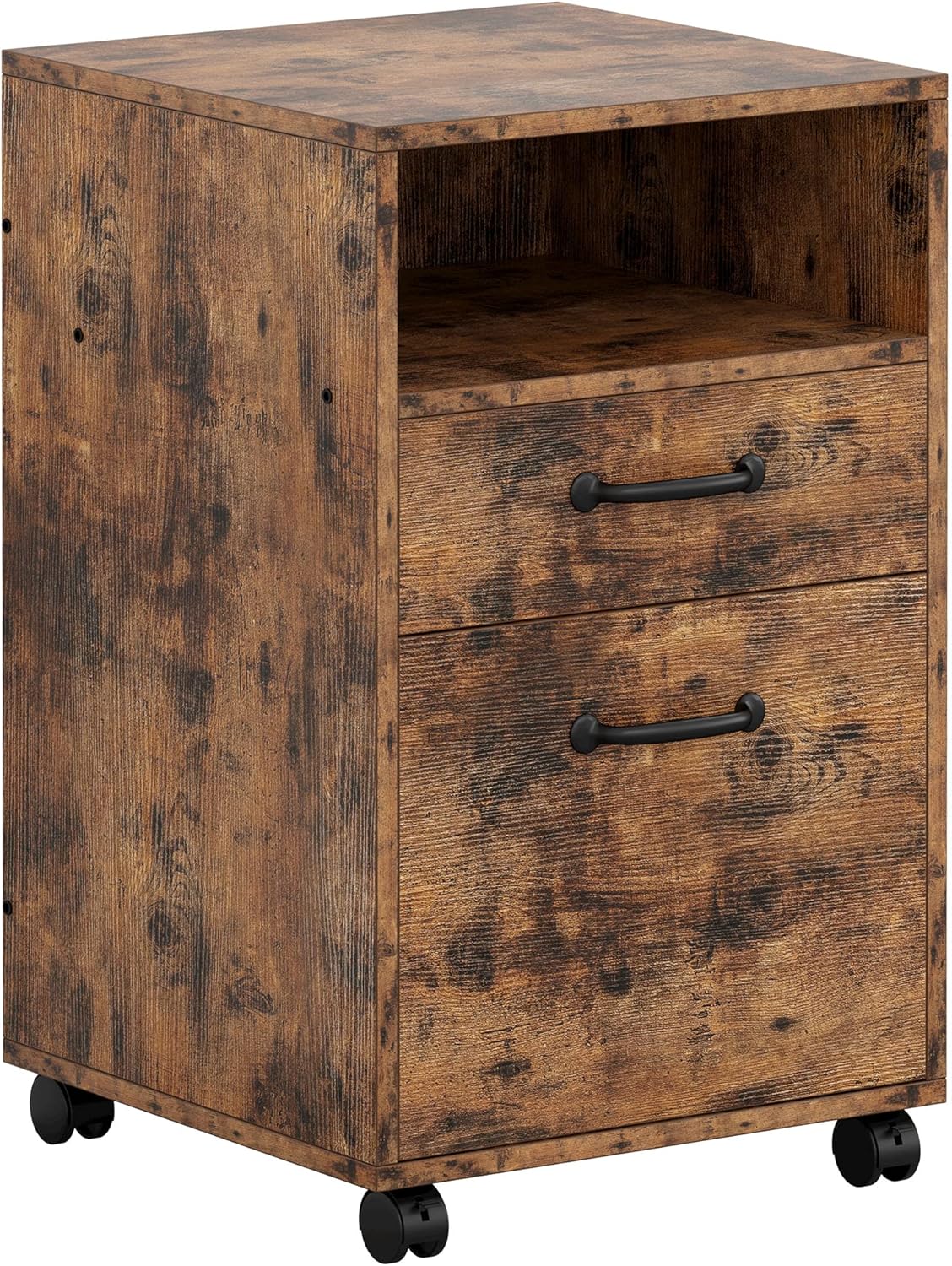 Vintage Brown Mobile Filing Cabinet with Storage S97965