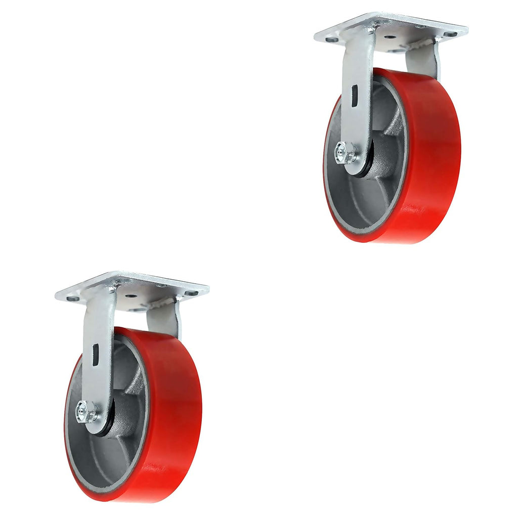 4 Quantity Heavy Duty Swivel w/Brake Rigid Polyurethane Mold on Steel Wheel Caster Q50151