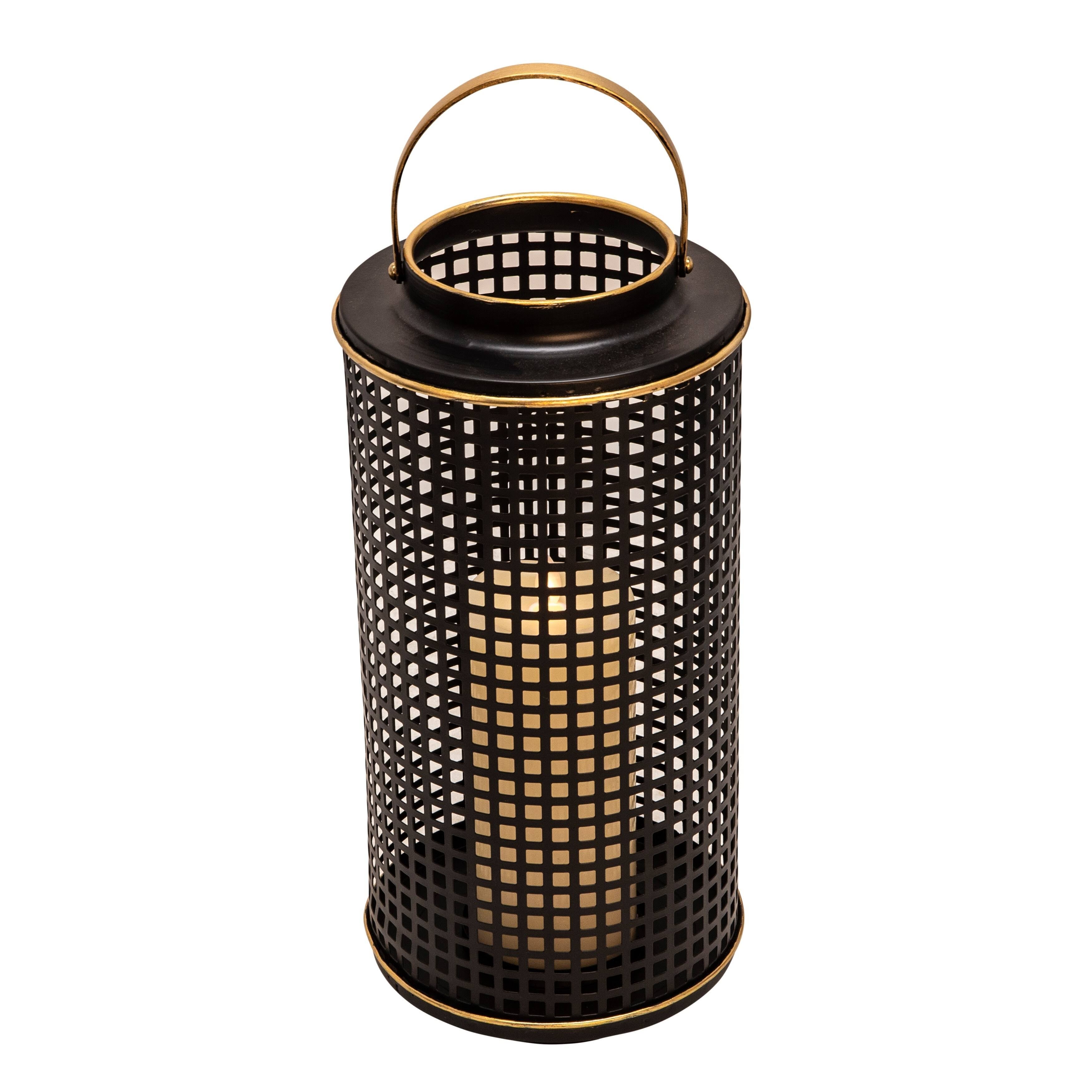 Black Metal Grid Candle Holder A578