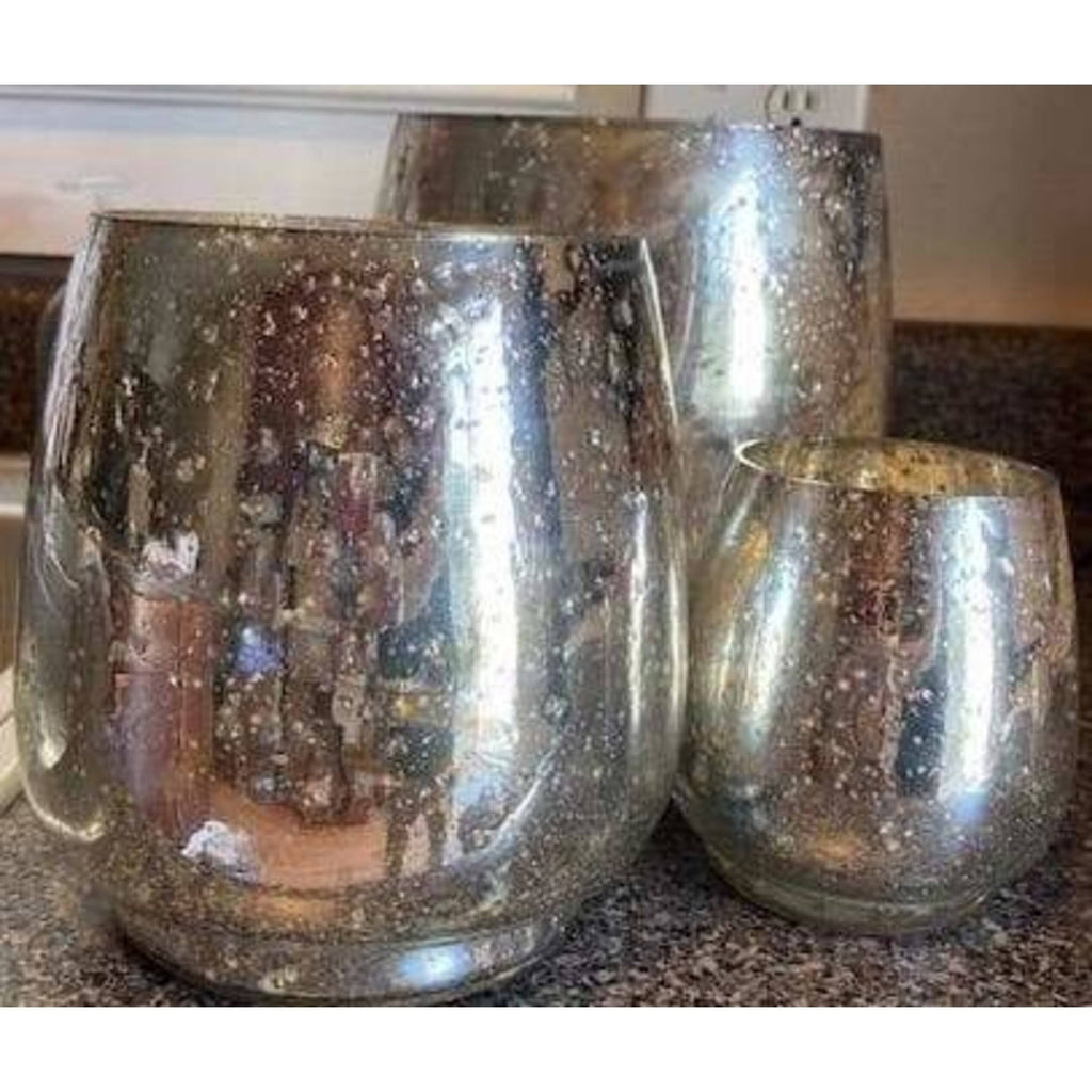 Silver Mercury Glass Candle Holders W841