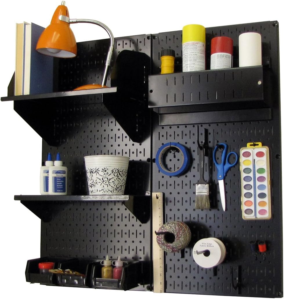 Black Pegboard Organizer Storage Kit with Blue Accessories S7719