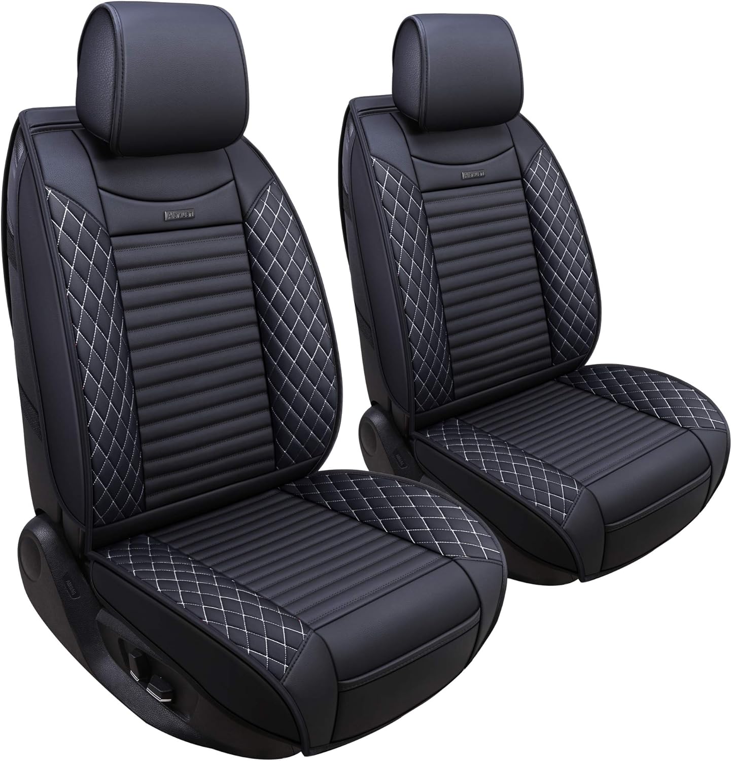 Black Leather Universal Front Captain Seat Covers 2 Pcs E75031