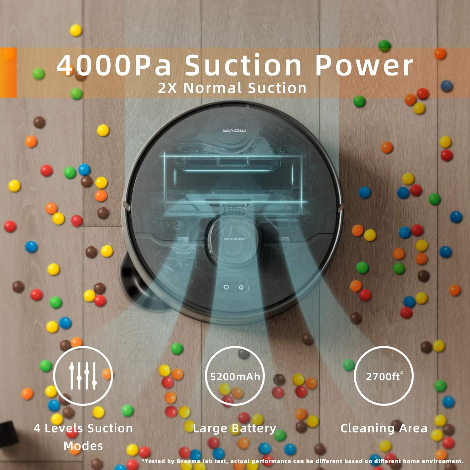 Robot Vacuum and Mop with Lidar Navigation, 4000Pa Suction, 5200mAh Battery X98223