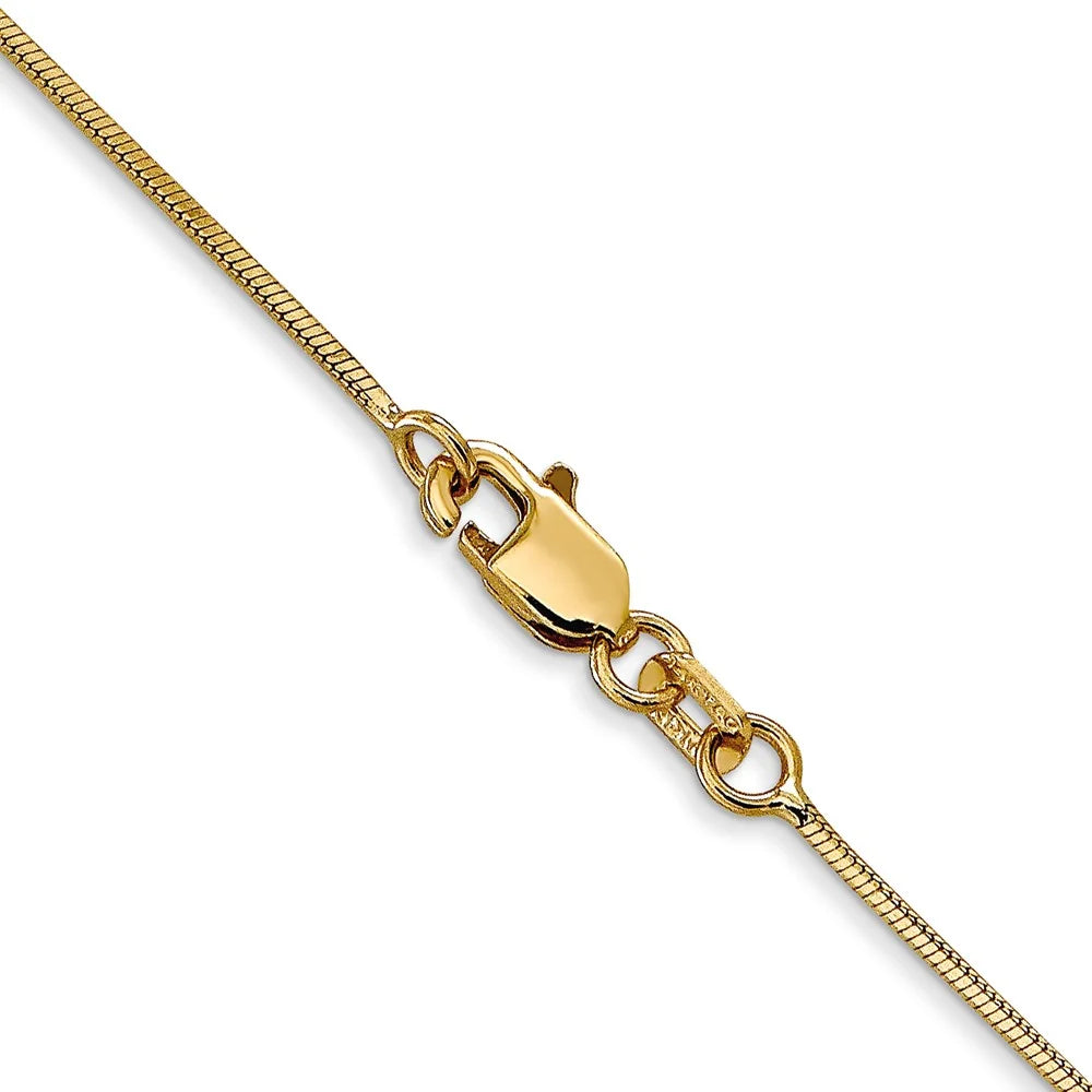 14K Yellow Gold Snake Chain Necklace 16 inch 0.8 mm Octagonal with Lobster Clasp N116