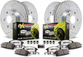 Front and Rear Carbon Fiber Brake Pads with Drilled & Slotted Brake Rotors Kit I122