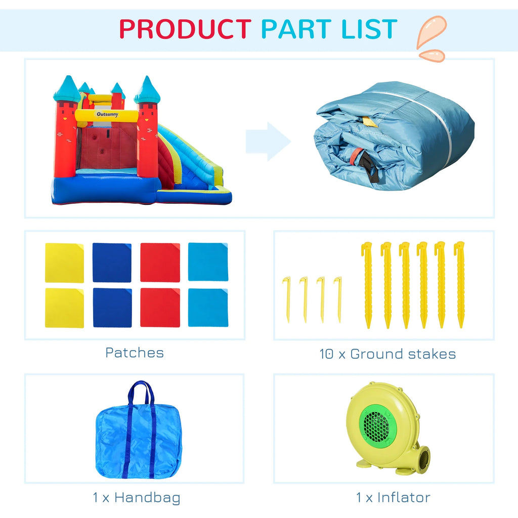 4 in 1 Inflatable Bounce House with Slide, Climbing Wall, and Pool or Ball Pit S127