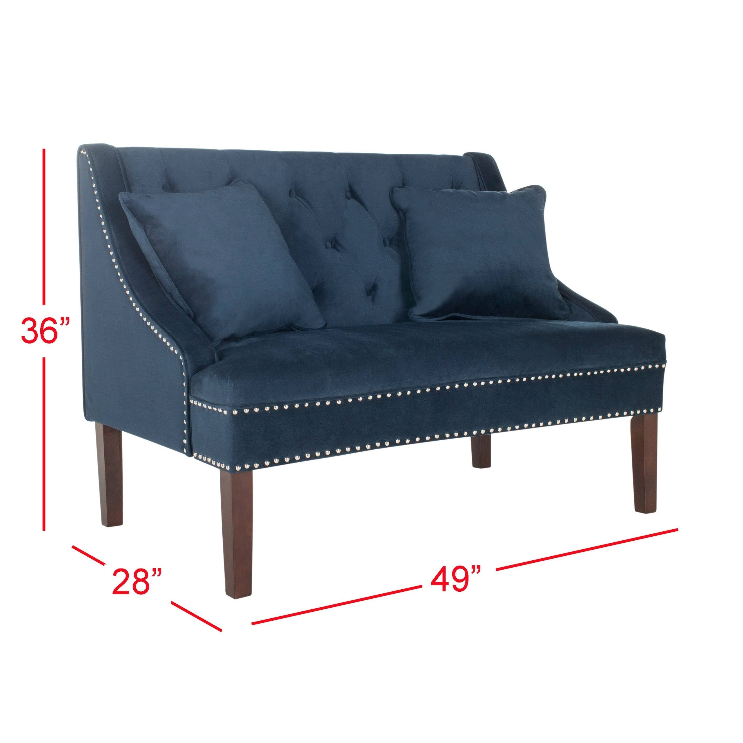 Grey Linen Settee with Silver Nailheads J697