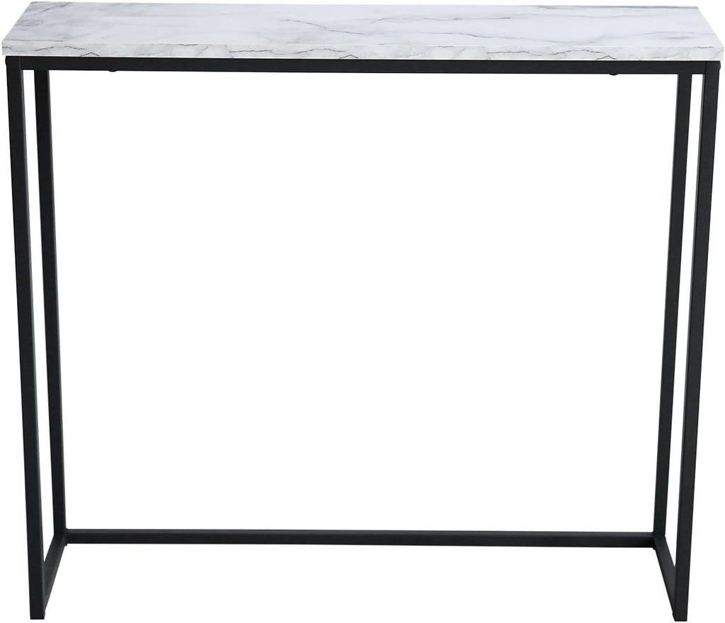 Black Faux Marble Console Table with Metal Frame L338