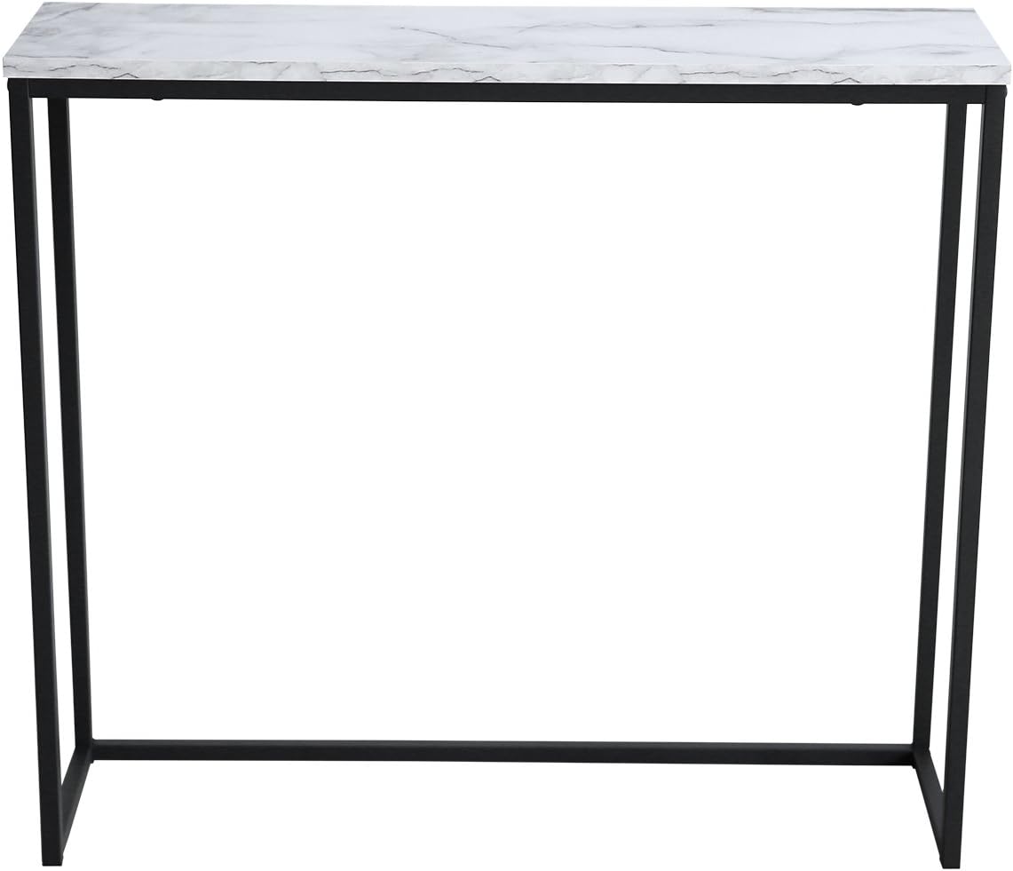 Black Faux Marble Console Table with Metal Frame L338