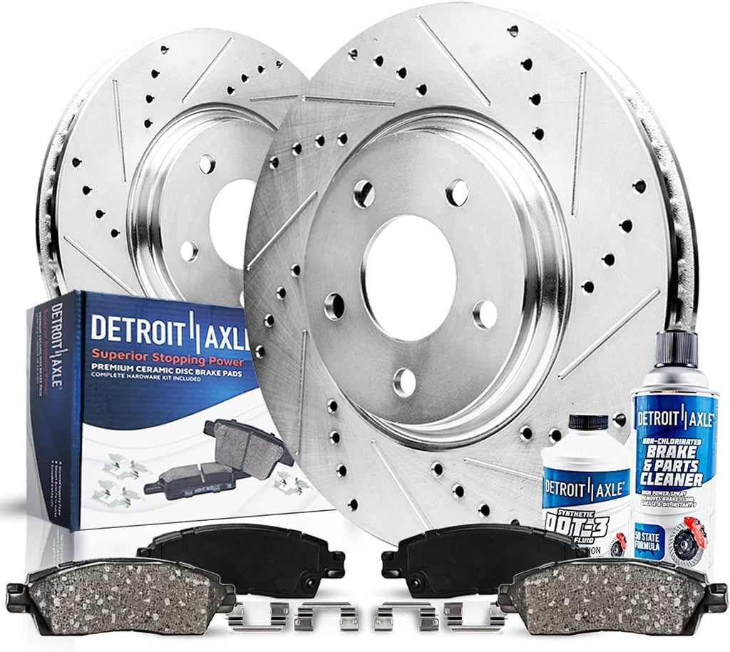 276mm Front Drilled & Slotted Brake Rotors Set with Pads Hardware Brake Cleaner Fluid Replacement for Chevy Cruze Sonic I2141