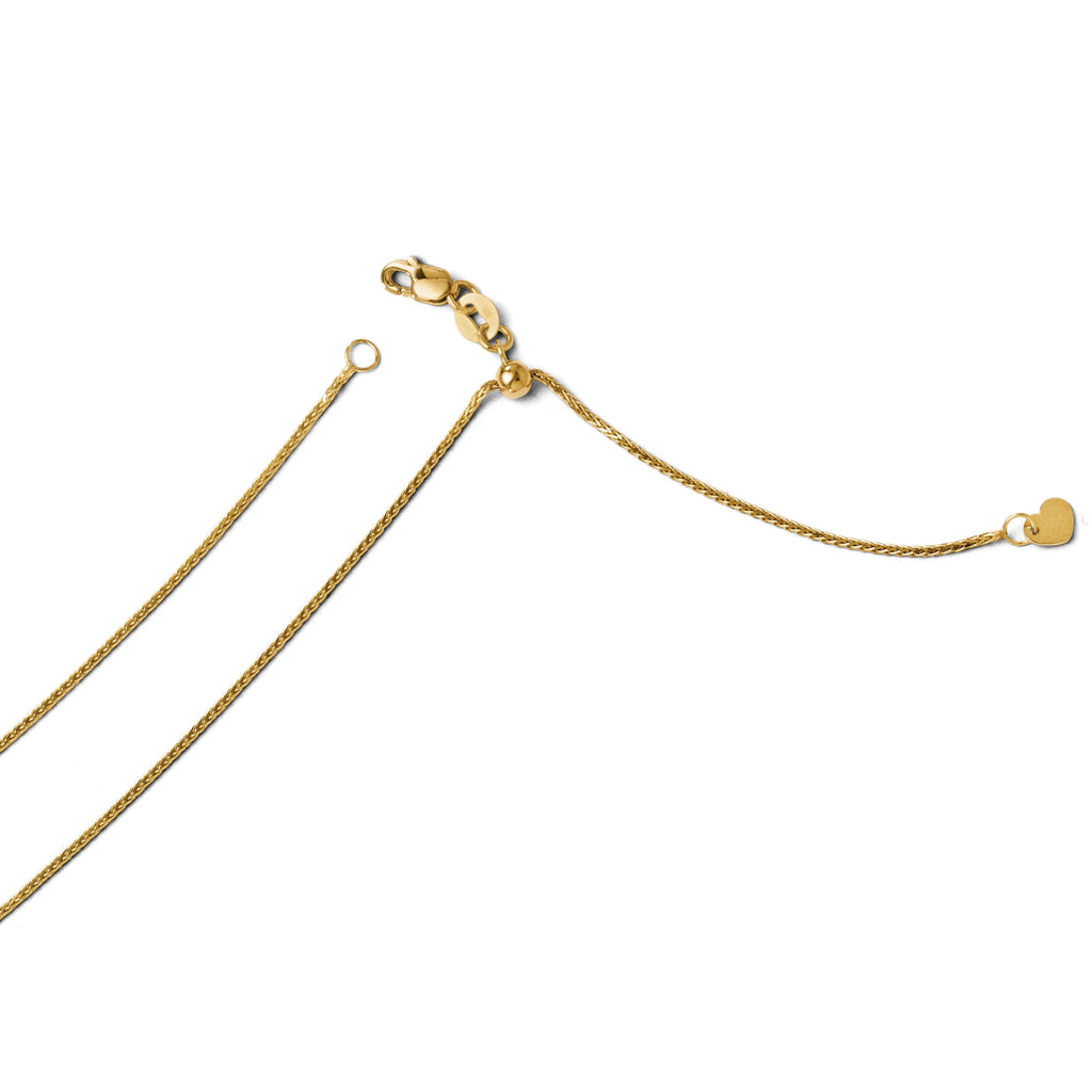 14k Yellow Gold Adjustable Wheat Chain Necklace U48779