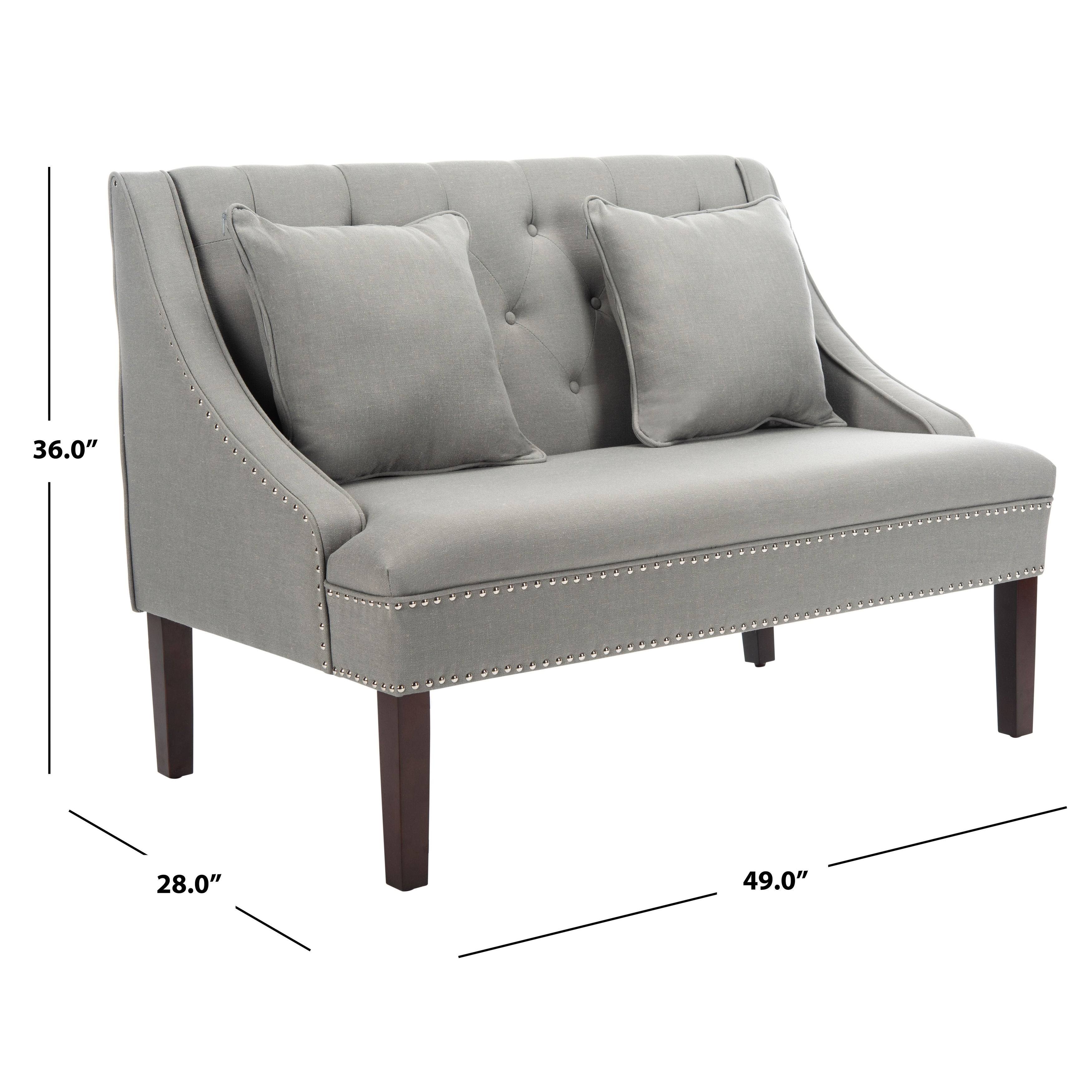 Grey Linen Settee with Silver Nailheads J697