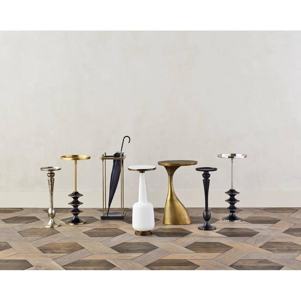 White Gesso Antique Brass Drinks Table I90006