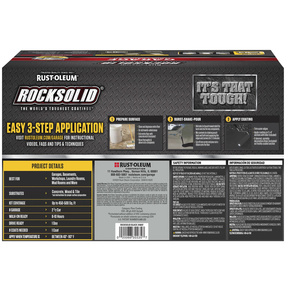 Black High Gloss Garage Floor Coating Kit, 180 oz O3394