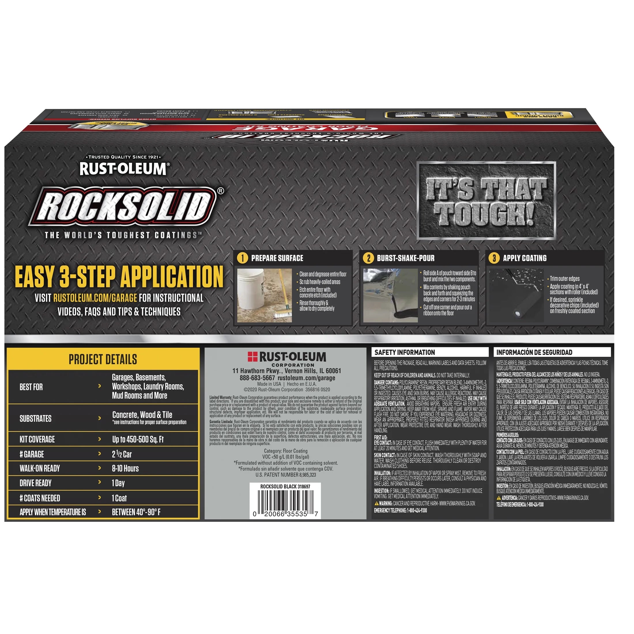 Black High Gloss Garage Floor Coating Kit, 180 oz O3394