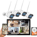 1080P Wireless Security Camera System with 1TB Hard Drive & 12 Monitor, 8CH NVR, 4pcs 2.0MP Outdoor IP Cameras Q86297