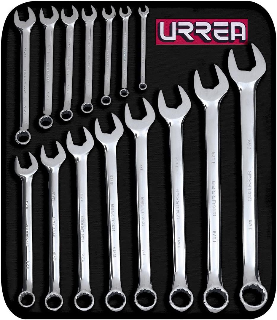 12-Point Combination Wrench Set 15-Piece with Roll-up Storage Pouch J670185