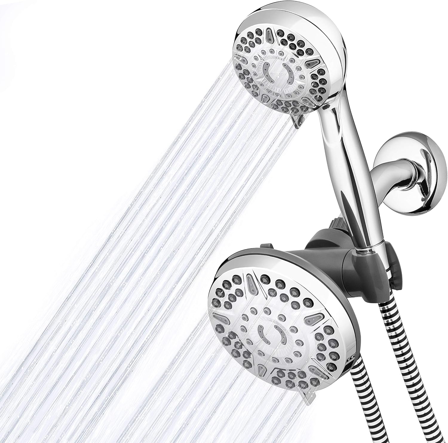 High Pressure Handheld Shower Head with 5-Foot Hose, 96-inch Metal Shower Hose Pack of 2 Z811434