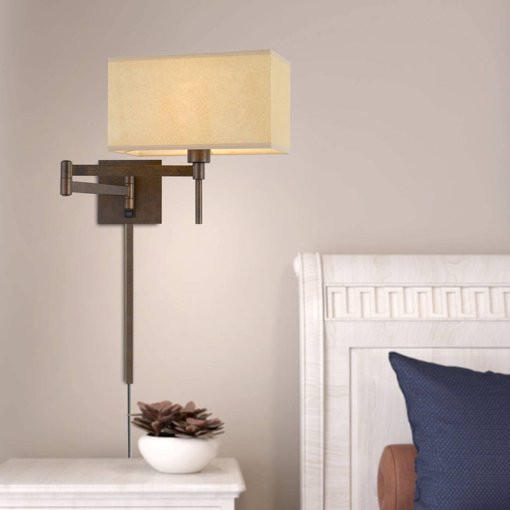 12x22 Wall Swing Arm Reading Lamp with Fabric Shade Rust K456623