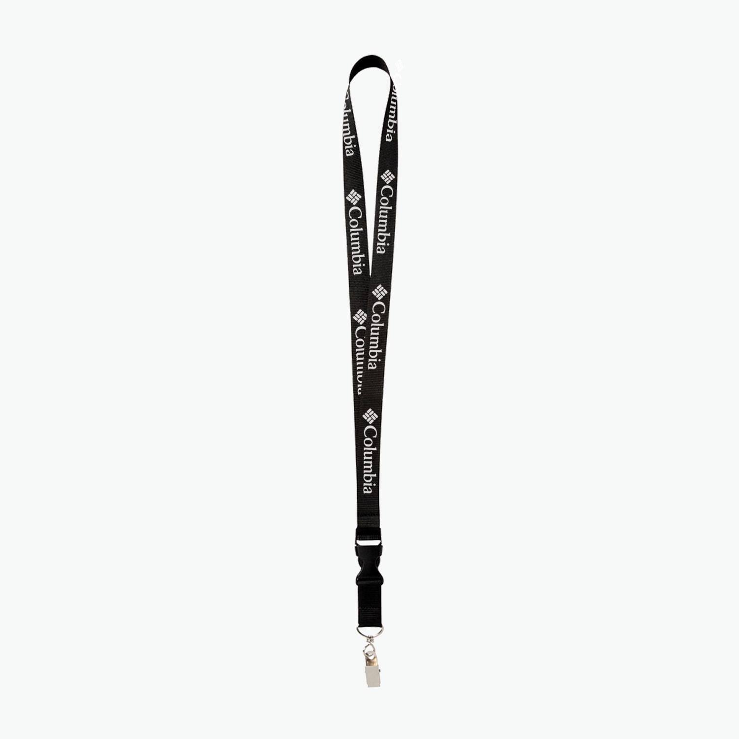 Black Polyester Lanyard with Buckle Release and Swivel Bulldog Clip F969
