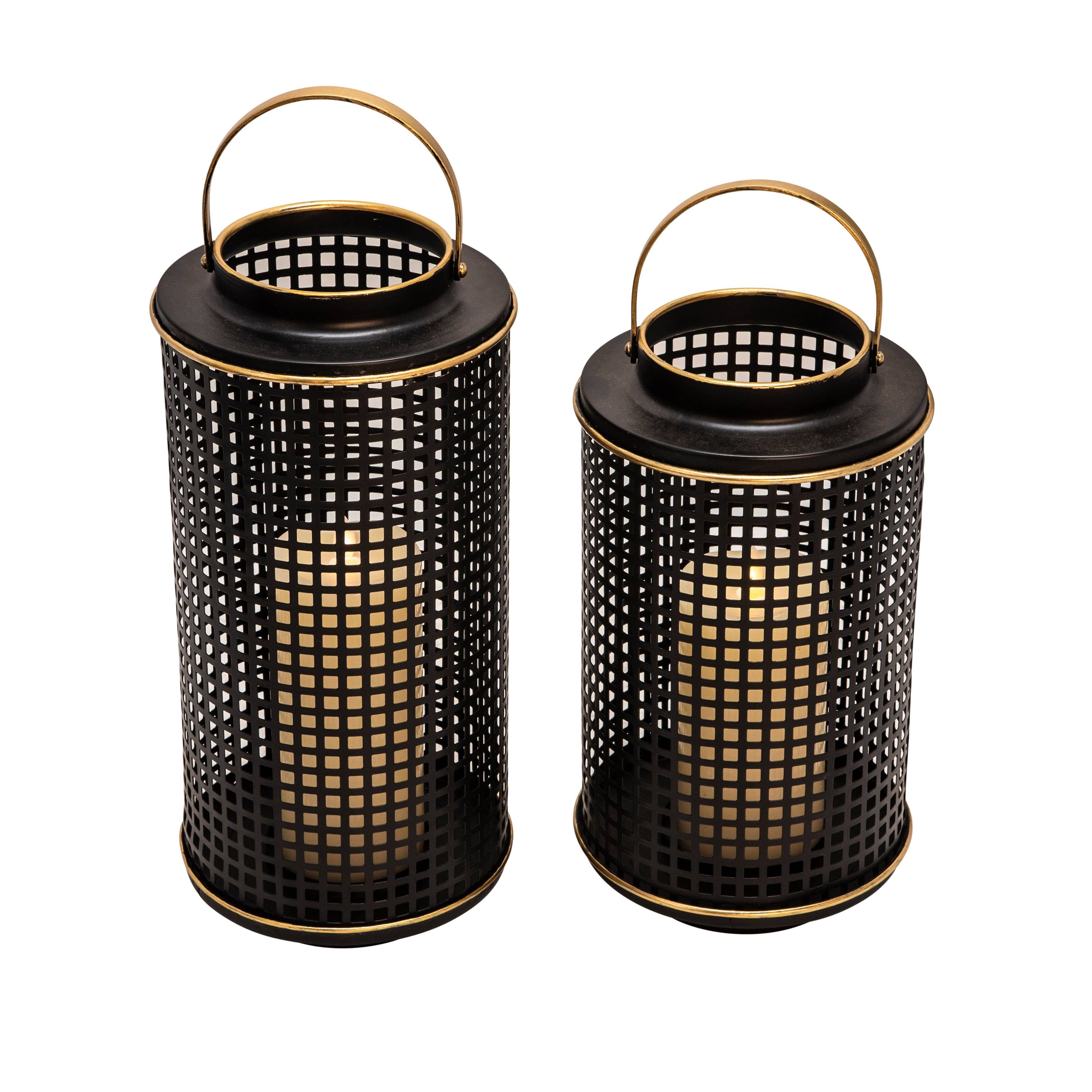 Black Metal Grid Candle Holder A578