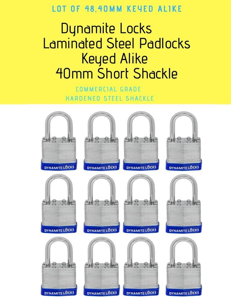 40 mm Laminated Steel Padlock Keyed Alike Pack of 72 J743